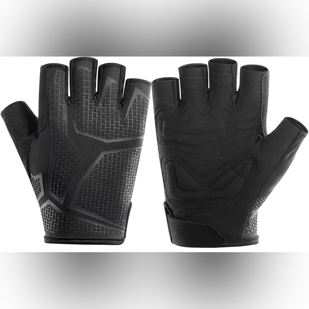 Cycling Gloves - Men/Women, 5MM Pad, Half Finger, Black, Unisex, Cycling